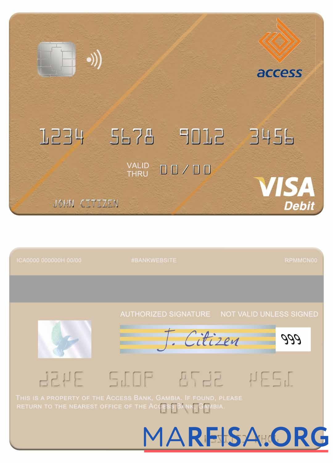 Realistic Gambia Access Bank visa debit card download for verification